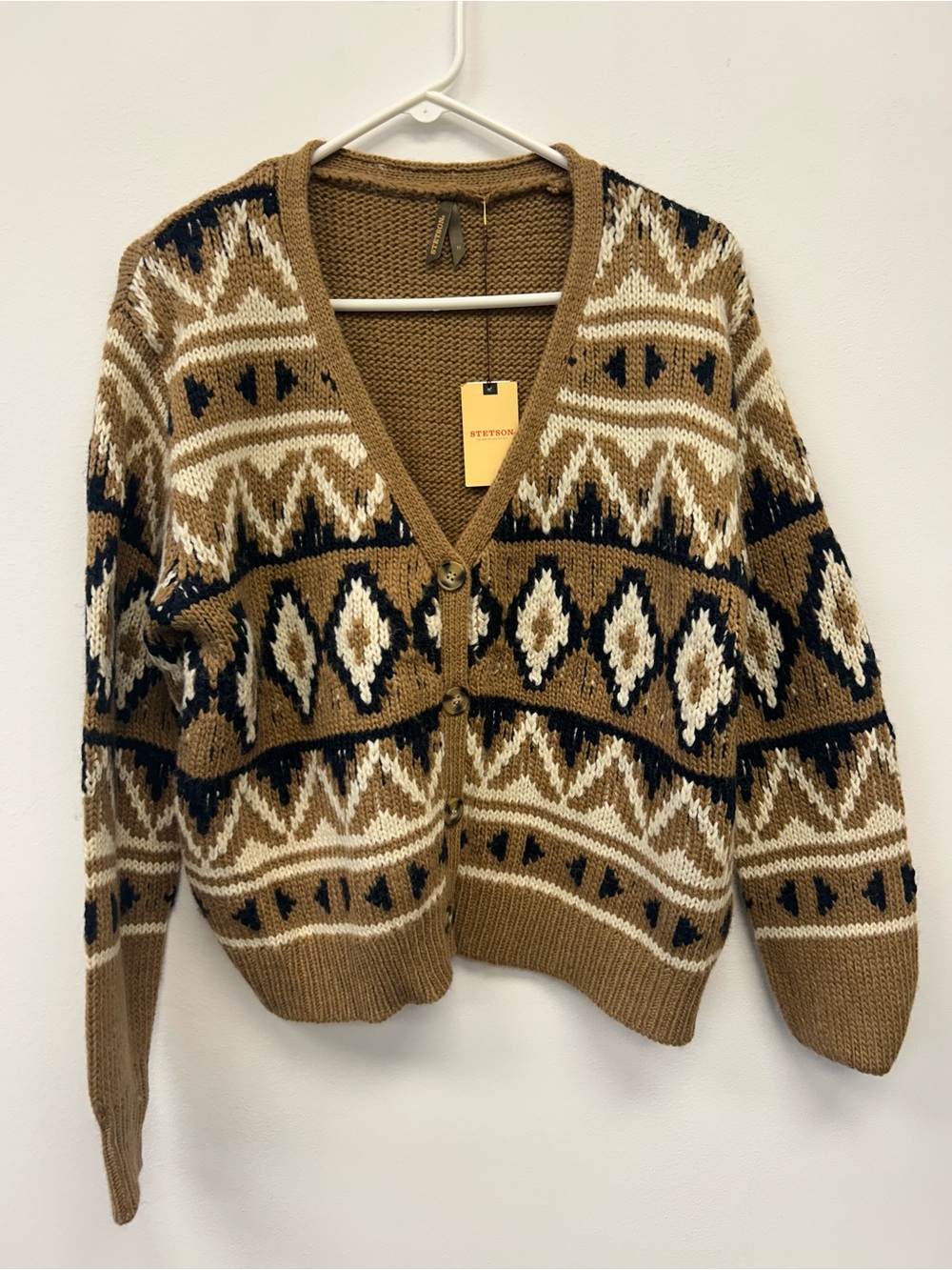 Stetson Brown Cream and Black Aztec Knit Cardigan